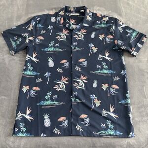Cubavera Men's M Tropical Print Shirt Island Palm Trees‎ Relaxed Fit Button Down